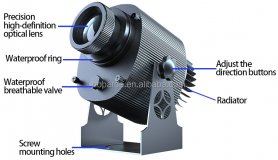 Проекция логотипа на стену/тротуары — 80 Вт, светодиод IP67, вращающийся гобо-проектор до 50 м на открытом воздухе