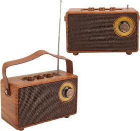 AM FM rádio - retro vintage styl ze dřeva s Bluetooth + AUX / USB disk / Micro SD