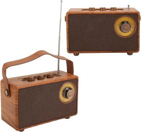 Radju AM FM - stil retro vintage magħmul mill-injam bil-Bluetooth + AUX/USB disk/Micro SD