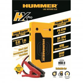 Portable jump starter up to 8,0L gasoline + Power bank 45W with 10000mAh + 2x USB + 1x microUSB + LED light  - Hummer HX Pro