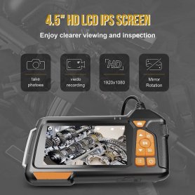 FULL HD endoscope + 4,5" display + 2x dual camera 8mm + LED light + IP67