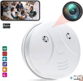 Kamera mata-mata detektor asap dengan audio FULL HD + WiFi / P2P + IR LED malam