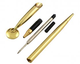 Bolígrafo dorado - exclusivo bolígrafo dorado con soporte