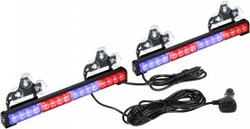 Kék és piros lámpák autóhoz - villogó vészvillogó 32 LED (64 W) - többszínű 42 cm x 2 db