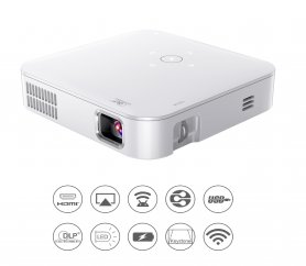 LED proyektor saku + WiFi dengan USB / HDMI dengan gambar hingga 120 "