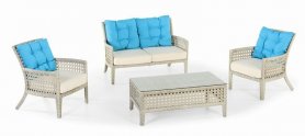 Scaune de gradina din ratan - Set mobilier de gradina modern pentru 4 persoane + masuta de cafea