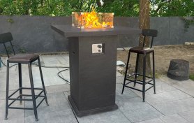 Stehtisch + Gaskamin 2in1 Outdoor-Betontisch 91,5x91,5x113 cm - ESTEBAN