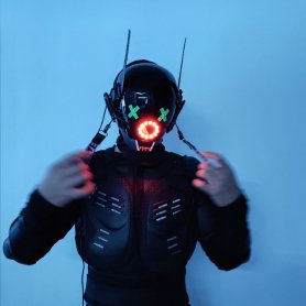 Svetelná LED maska - Cyberpunk 5000 RAVE Helma na hlavu
