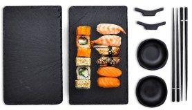 Sushi set pro přípravu (výrobu) sushi - Kit pro 2 osoby (misky + talíře + hůlky)