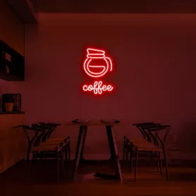 壁の LED 照明サイン COFFEE - ネオンロゴ 75 cm