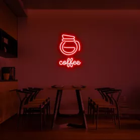 Enseigne lumineuse LED murale CAFÉ - logo néon 75 cm