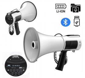 Megaphone Bluetooth 80W + Dengan sirene - jangkauan hingga 800m - mendukung USB / kartu SD + Rekaman