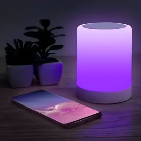 Touch næturljós - LED RGB litur fjölnota næturlampi með 10W hátalara