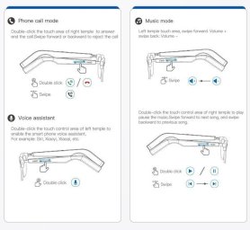 AI Smart okuliare dotykové s UV ochrana + reproduktory + hlasový asistent + telefonovanie