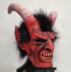 Lucifer ördög arc (fej) maszk - gyerekeknek és felnőtteknek Halloweenre vagy karneválra