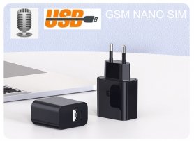 GSM-bugg – ljudlyssningsenhet med minsta nano-SIM gömt i en USB-adapter