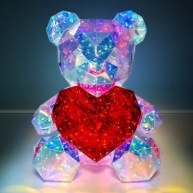 Подсветка плюшевого мишки - подарок женщине 40 см с цветным 3D светодиодом, 8 режимов освещения