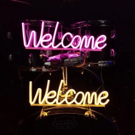 WELCOME- Svítící LED neonový nápis na zeď