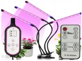 Svetlo pre rastliny LED 36W (4x9W) 4 hlavy husí krk  + diaľkové ovládanie