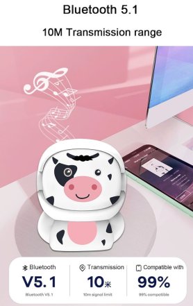 Kelliem għat-tfal b'wiċċ li qed jinbidel - Bluetooth wireless portabbli żgħir 3W - Abjad