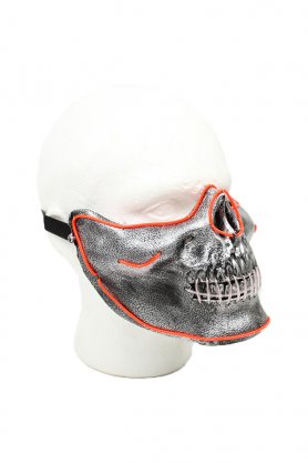 Maska na tvár svietiaca Skull LED - červená lebka.