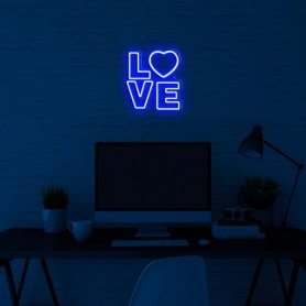 Неонова LED табела на стена - 3D лого LOVE 50см