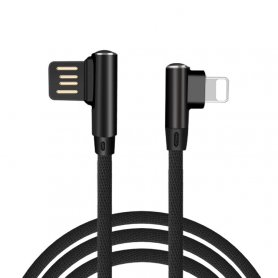 Ang Apple Lightning cable para sa pagsingil ng mobile phone ng lahat ng mga modelo ng iPhone na may 90 ° na disenyo ng konektor at 1m ang haba