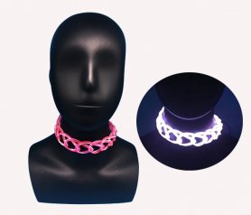 LED svítící náhrdelník blikající - Růžovo modrý