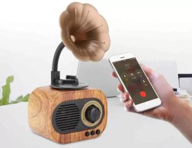 Riċevitur tar-radju Bluetooth - disinn retro vintage tal-injam bil-Bluetooth + FM/AM radju/AUX/USB disk/Micro SD