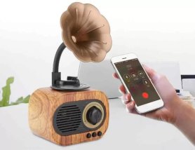 Bluetooth radio prijímač - retro vintage dizajn dreveny s Bluetooth + FM/AM rádio / AUX / USB disk / Micro SD