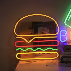 HAMBURGER - Neon Logo na stenu LED svietiace