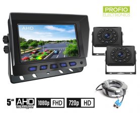 Parkkamera Set AHD/CVBS LCD HD - 2CH Hybrid Auto Monitor 5" + 2x HD Kamera mit 11 IR LED Nachtsicht