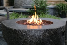 Ohniště do zahrady (vnější) plynové - 2v1 Přírodní žula kruhový outdoor stůl