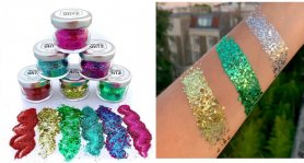 Poussière de paillettes pour le corps - décorations brillantes pour le visage et les cheveux - Glitter 6x 10g MIX RAINBOW