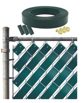Cinta de PVC para cercas de malla - Relleno de cercas de malla flexible - Lamas (tiras) - Rollo de 50 m - Verde