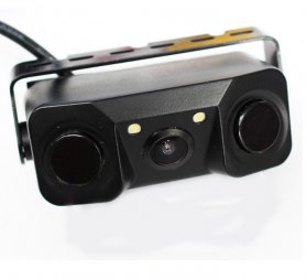 Parkeringskamera 3v1 - Bagsidekamera med parkeringssensorer og 2x LED