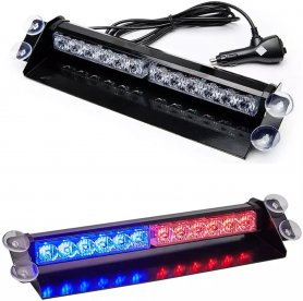 مصابيح طوارئ السيارة - أضواء تحذير وامضة قوية متعدد الألوان - 24 LED (48W) مقاس 35 سم × 2 قطعة