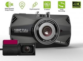 4K DUAL car camera with GPS + unique parking mode + H.265 compression - PROFIO N83