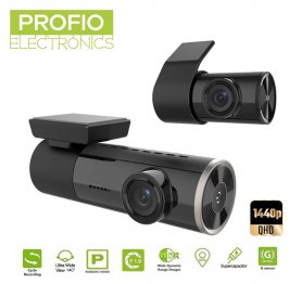 Cámara dual WIFI para automóvil Mini: frontal 1080P + trasera 1440P compatible con 256 GB + modo de estacionamiento 24/7