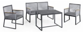 Trädgårdsmöbler i metall - Lyxigt sittset i aluminium/rotting för 4 personer + bord