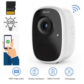 กล้องรักษาความปลอดภัย IP FULL HD + WiFi + IR LED + แบตเตอรี่ 5200mAh สำหรับใช้งานกลางแจ้ง + IP65