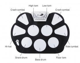 Портативная электронная барабанная установка - силиконовый коврик - 9 барабанов