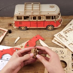 Деревянная складная модель - 3D деревянный пазл Ретро автомобиль - Volkswagen VW T1