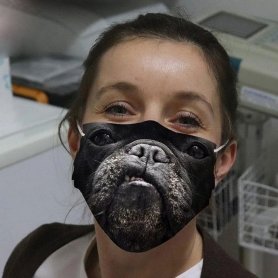 Mascarilla protectora MOPS con motivo animal 3D