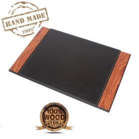 Leather desk blotter - Luxury writting mat (Rosewood + Leather) handmade