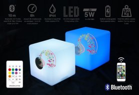 Пластиковий куб для сидіння - Вулична bluetooth колонка RGB LED кольорова + 10W + IP44 - екстер'єр / інтер'єр