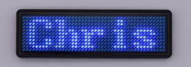 LED vārda zīme (žetons) ZILS ar Bluetooth vadību, izmantojot viedtālruņa APP — 9,3 cm x 3,0 cm