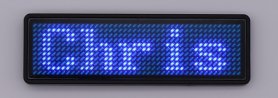 Etiqueta de nombre LED (insignia) AZUL con control bluetooth a través de la aplicación de teléfono inteligente - 9,3 cm x 3,0 cm