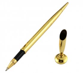 Bolígrafo dorado - exclusivo bolígrafo dorado con soporte