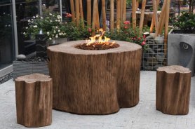 Tocos de árvore de concreto para sentar - imitação de madeira - Marrom